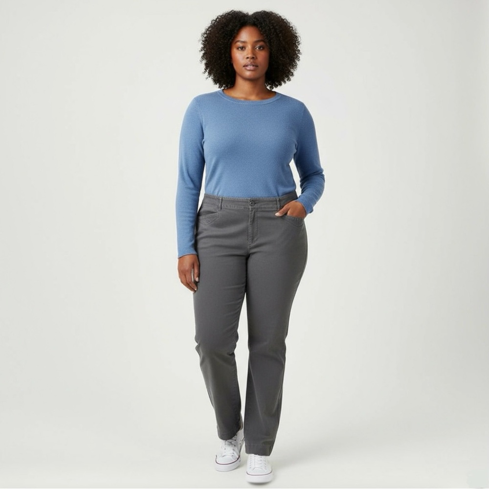 Eddie Bauer Curvy Fit Pants Women’s Khaki Grey Stretch. Size 16